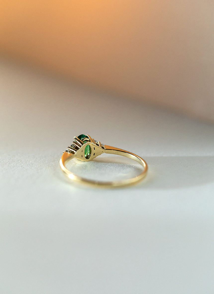 Fast Delivery | Dakota diamond tsavorite ring 14k gold