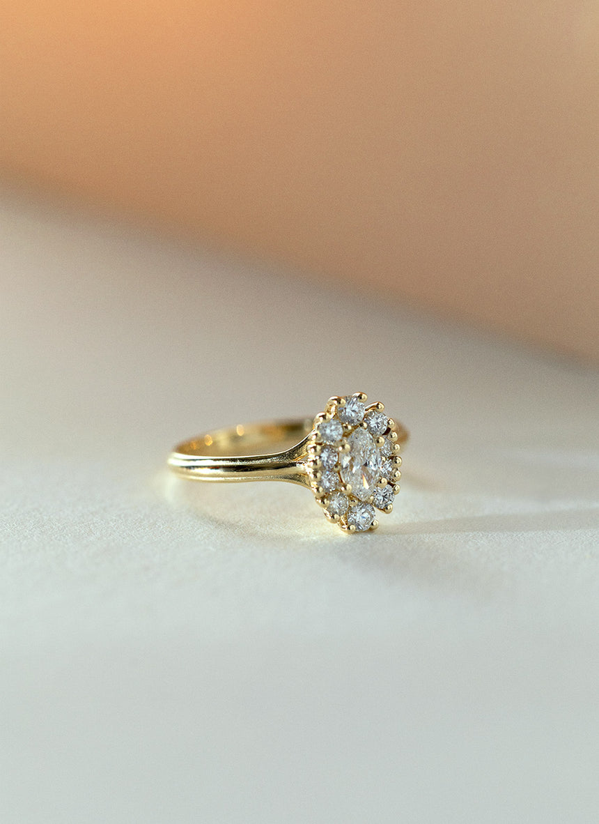 Custom cushion diamond ring voor Dan 14k goud