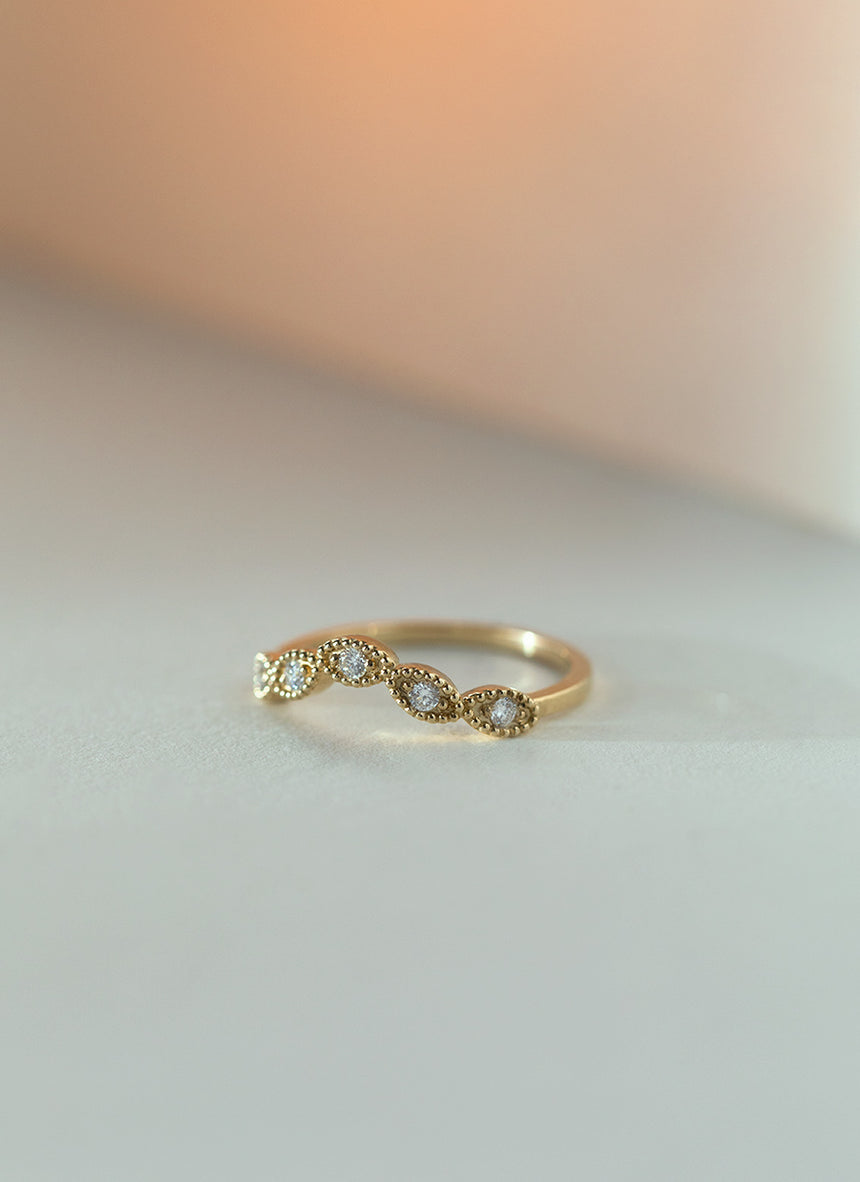 Joshi's sister diamond curve ring 14k gold