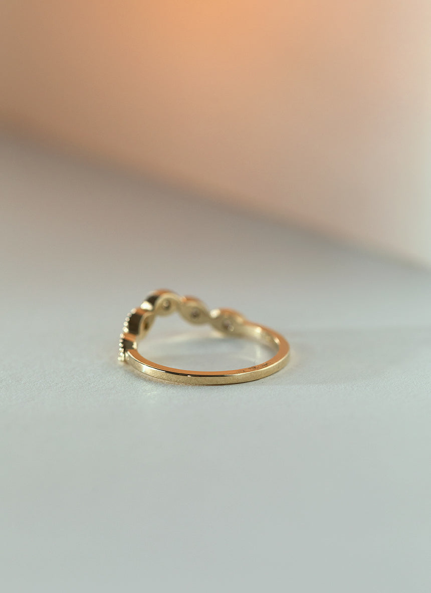 Joshi's sister diamant curve ring 14k goud