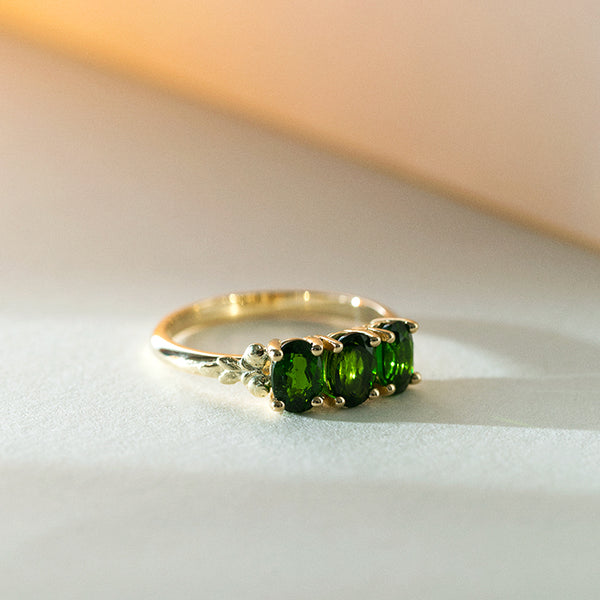 Chrome diopside eternity band ring, green stone band, 14k white gold stacking band, chrome diopside outlet ring, anniversary gift, gift for her